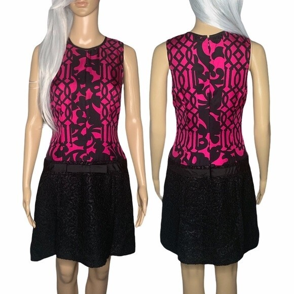 Tracy Reese Silk/Tweed A-Line Mini Dress Bow Waist Band Size Small - Picture 1 of 14